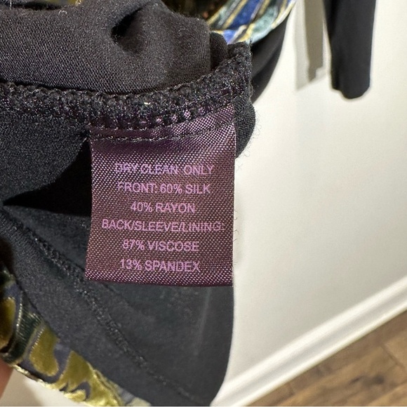 HALE BOB Velvet Burnout Long Sleeve  Silk Dress With Beads Size M - Picture 12 of 15